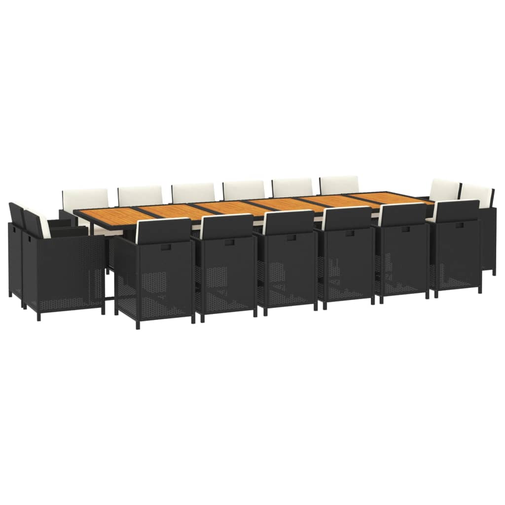 17-delige Tuinset met kussens poly rattan zwart is nu te koop bij PeponiXL, paradijselijk wonen!