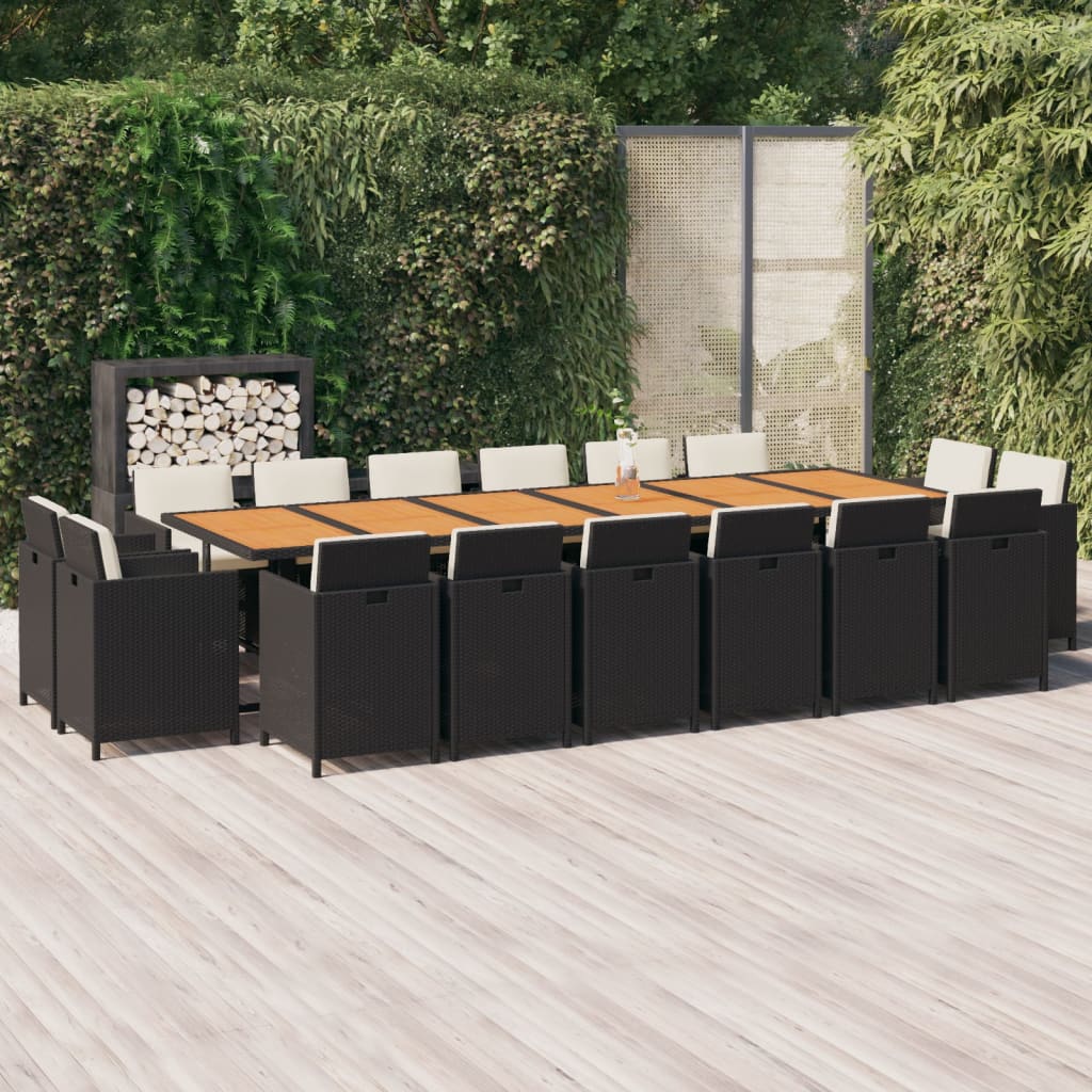 17-delige Tuinset met kussens poly rattan zwart is nu te koop bij PeponiXL, paradijselijk wonen!