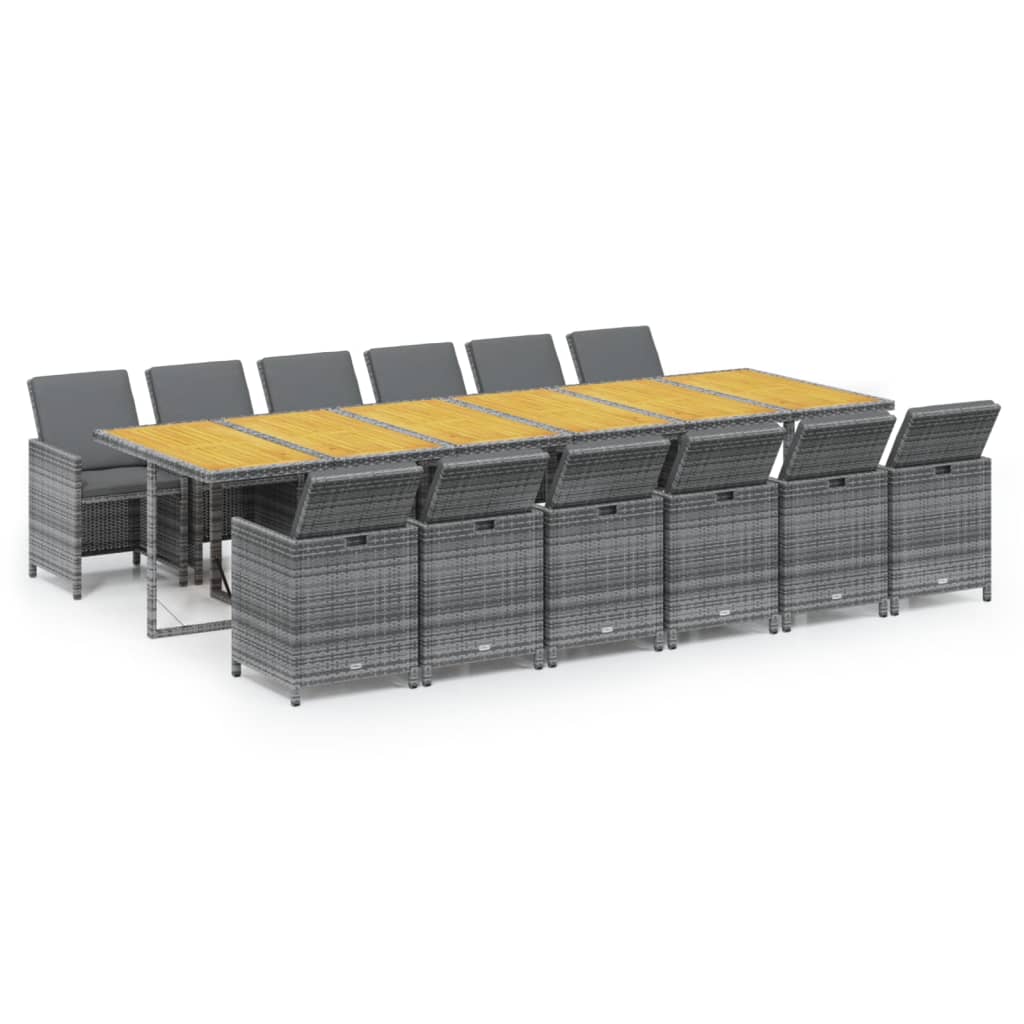 13-delige Tuinset met kussens poly rattan grijs is nu te koop bij PeponiXL, paradijselijk wonen!