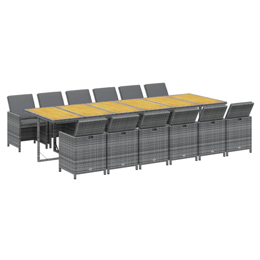 13-delige Tuinset met kussens poly rattan grijs is nu te koop bij PeponiXL, paradijselijk wonen!