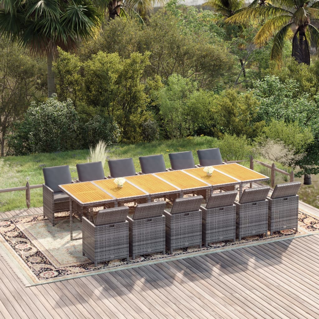 13-delige Tuinset met kussens poly rattan grijs is nu te koop bij PeponiXL, paradijselijk wonen!