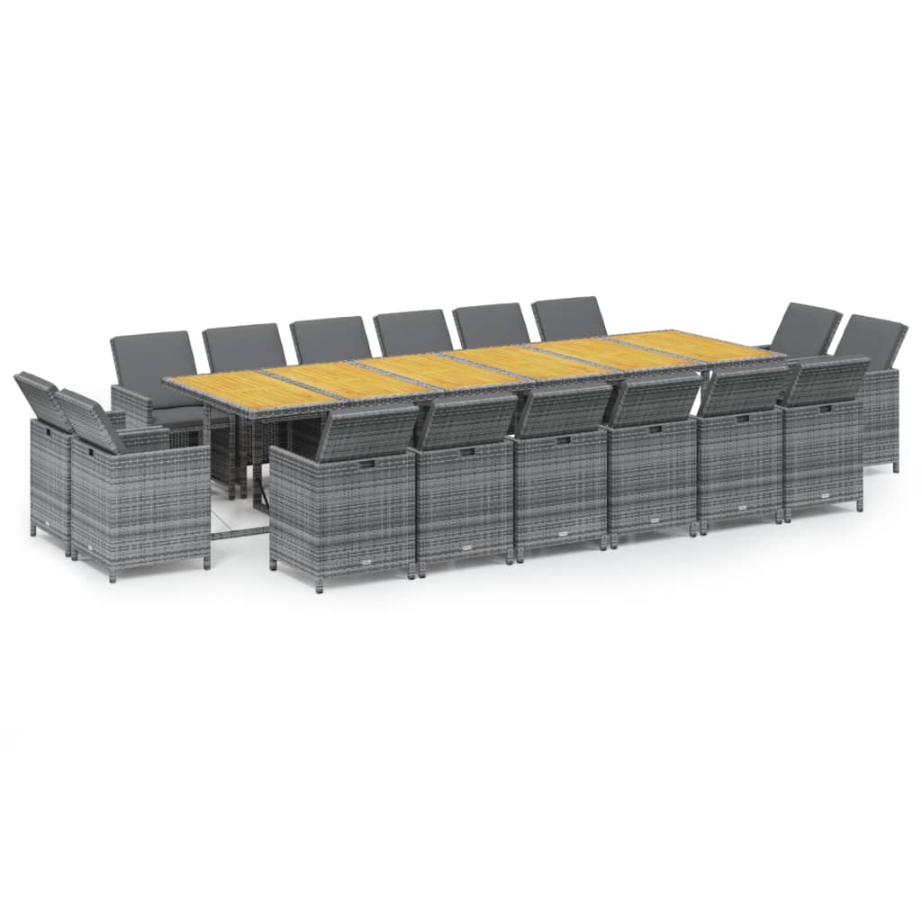17-delige Tuinset met kussens poly rattan grijs is nu te koop bij PeponiXL, paradijselijk wonen!