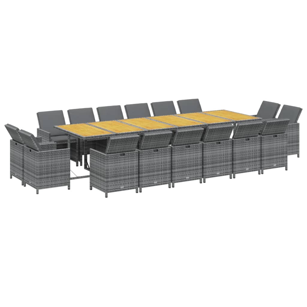 17-delige Tuinset met kussens poly rattan grijs is nu te koop bij PeponiXL, paradijselijk wonen!