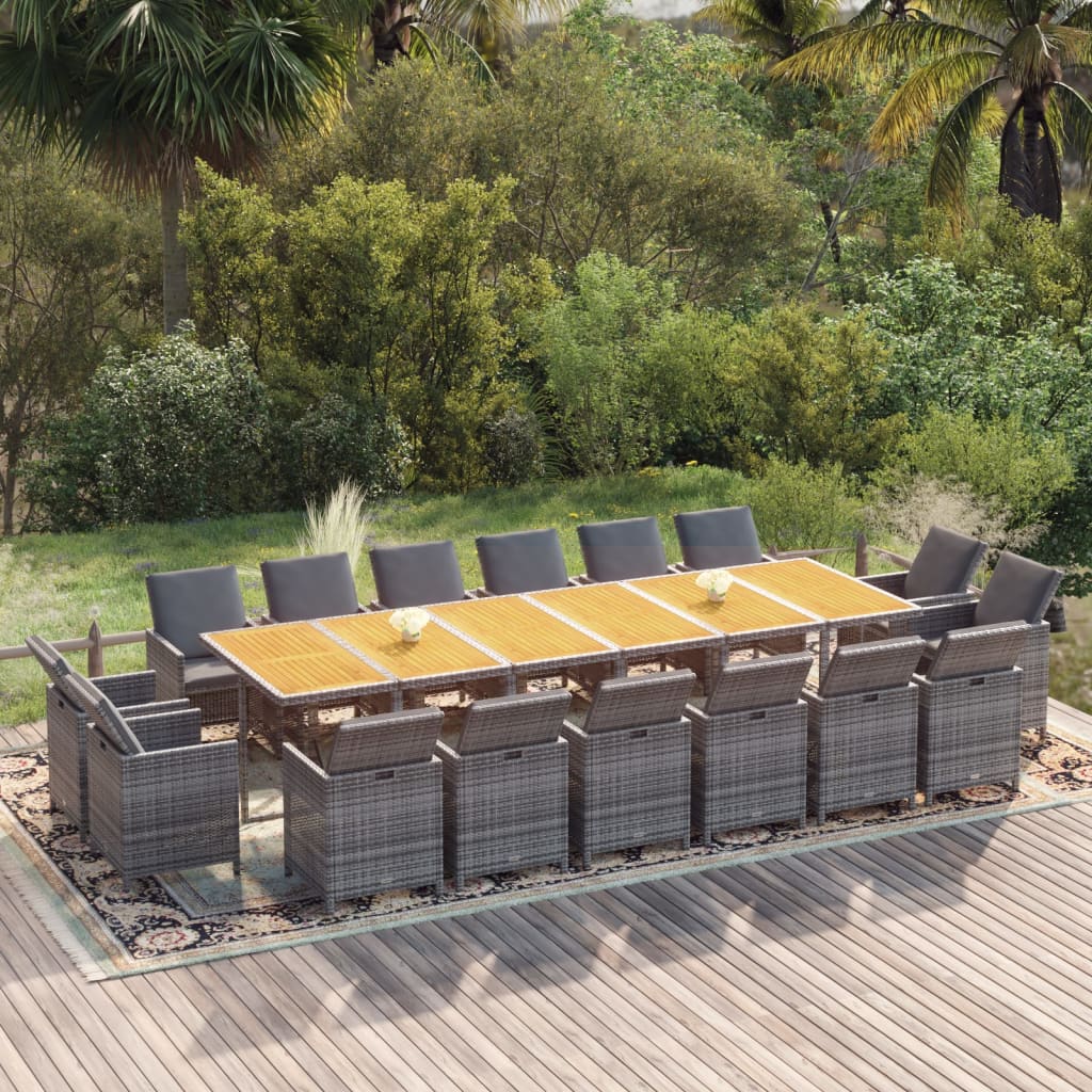 17-delige Tuinset met kussens poly rattan grijs is nu te koop bij PeponiXL, paradijselijk wonen!