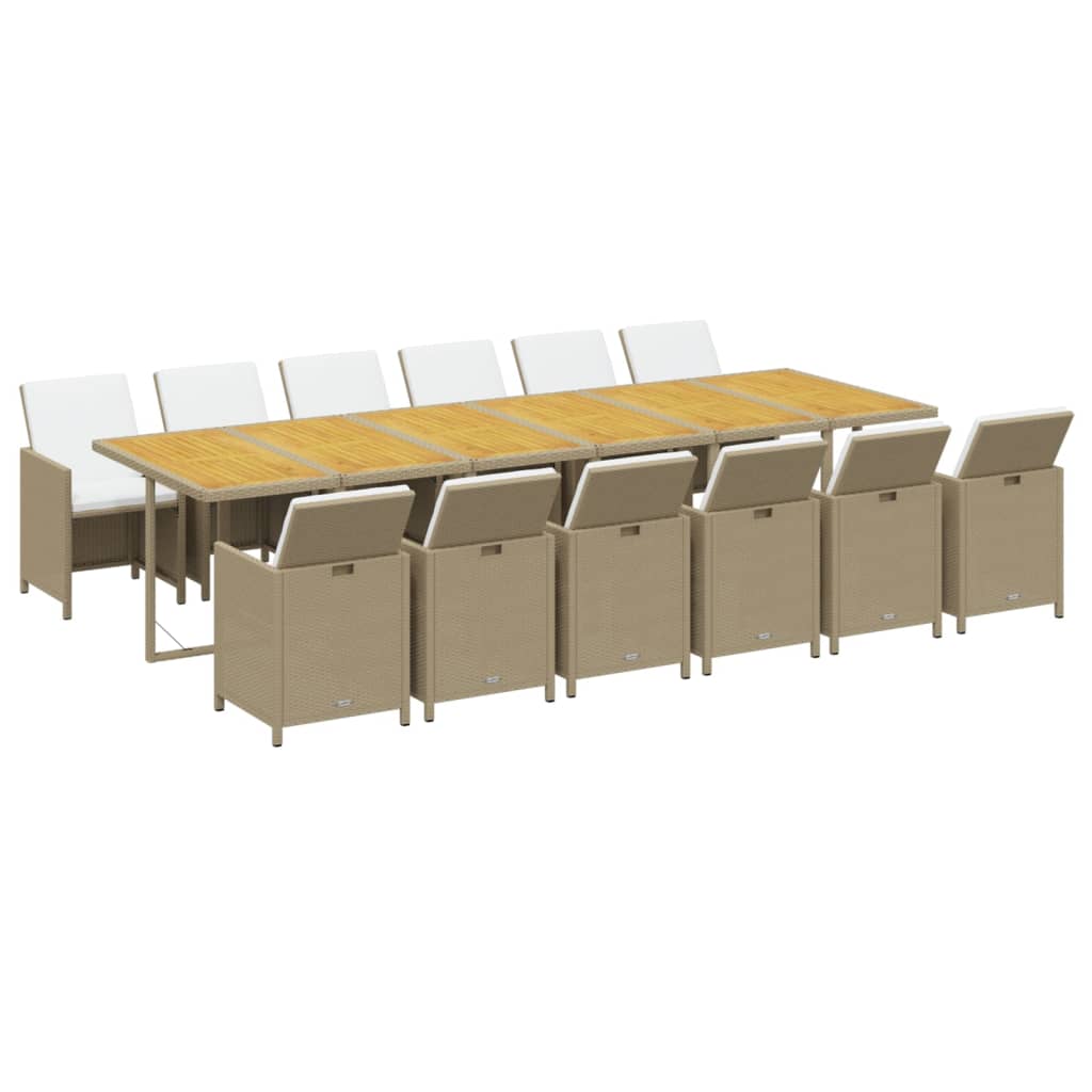 13-delige Tuinset met kussens poly rattan beige is nu te koop bij PeponiXL, paradijselijk wonen!