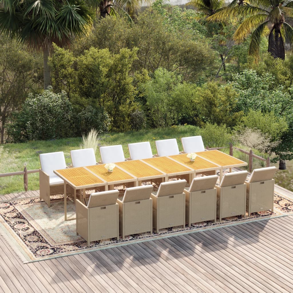 13-delige Tuinset met kussens poly rattan beige is nu te koop bij PeponiXL, paradijselijk wonen!