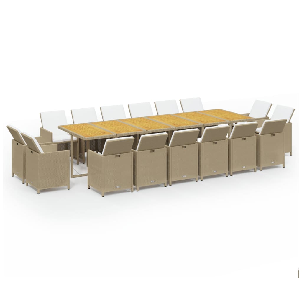 17-delige Tuinset met kussens poly rattan beige is nu te koop bij PeponiXL, paradijselijk wonen!