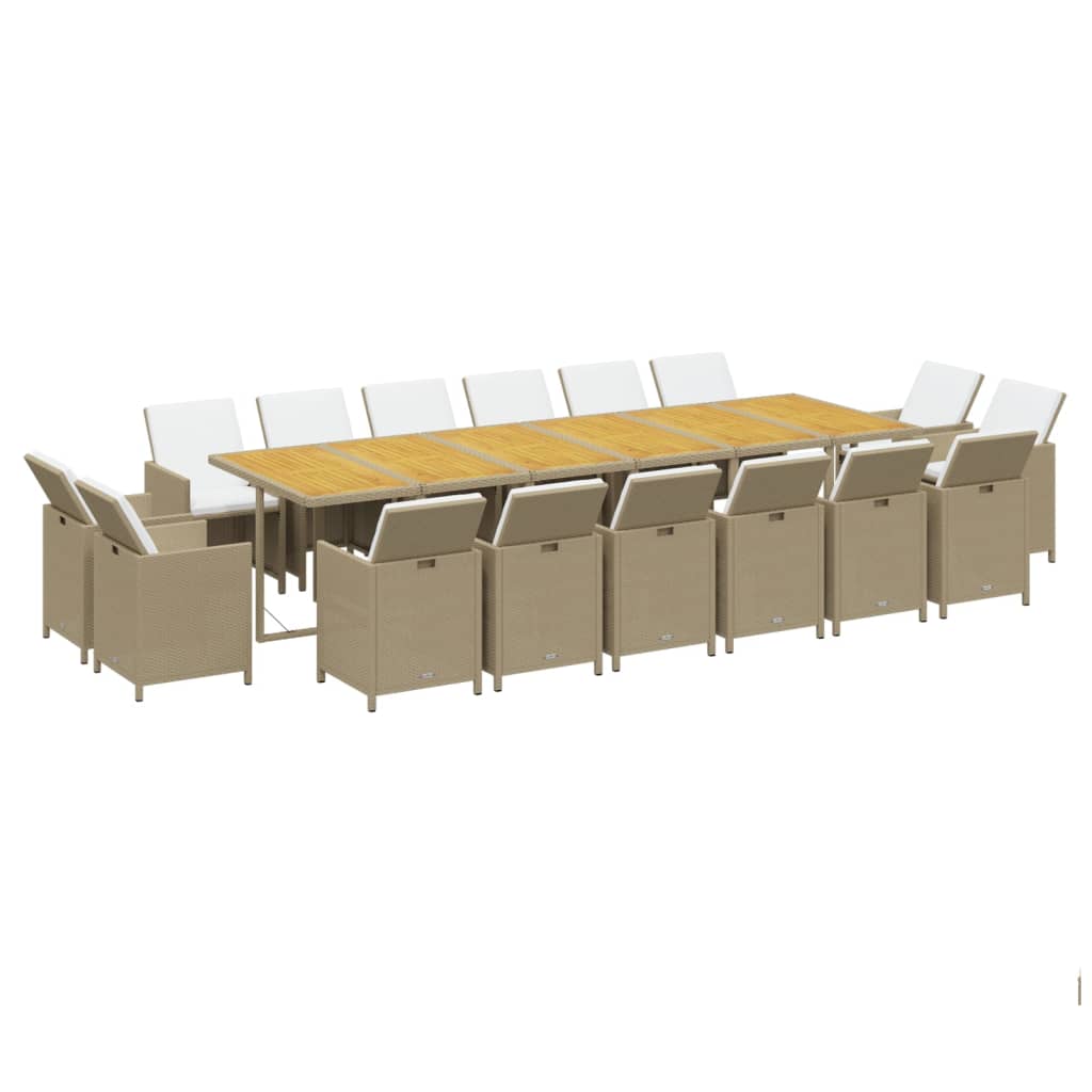 17-delige Tuinset met kussens poly rattan beige is nu te koop bij PeponiXL, paradijselijk wonen!
