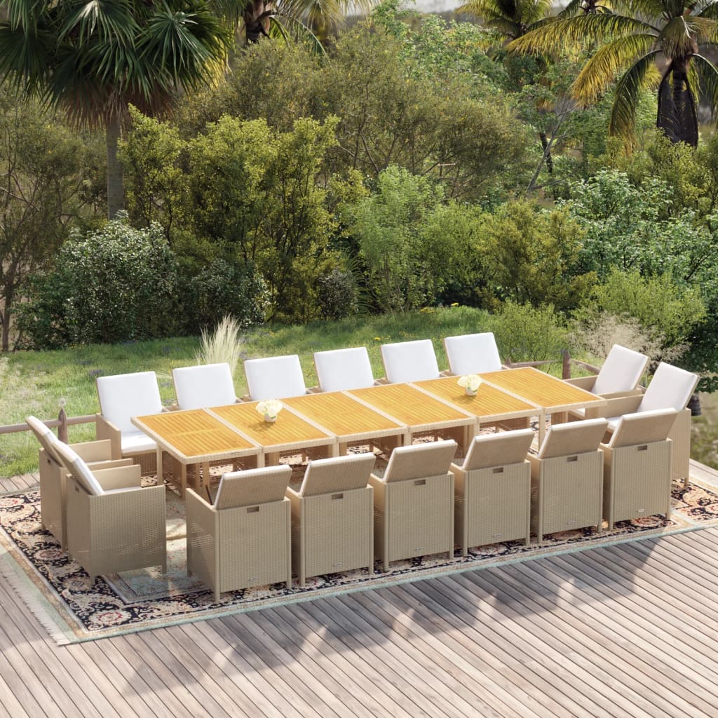 17-delige Tuinset met kussens poly rattan beige is nu te koop bij PeponiXL, paradijselijk wonen!