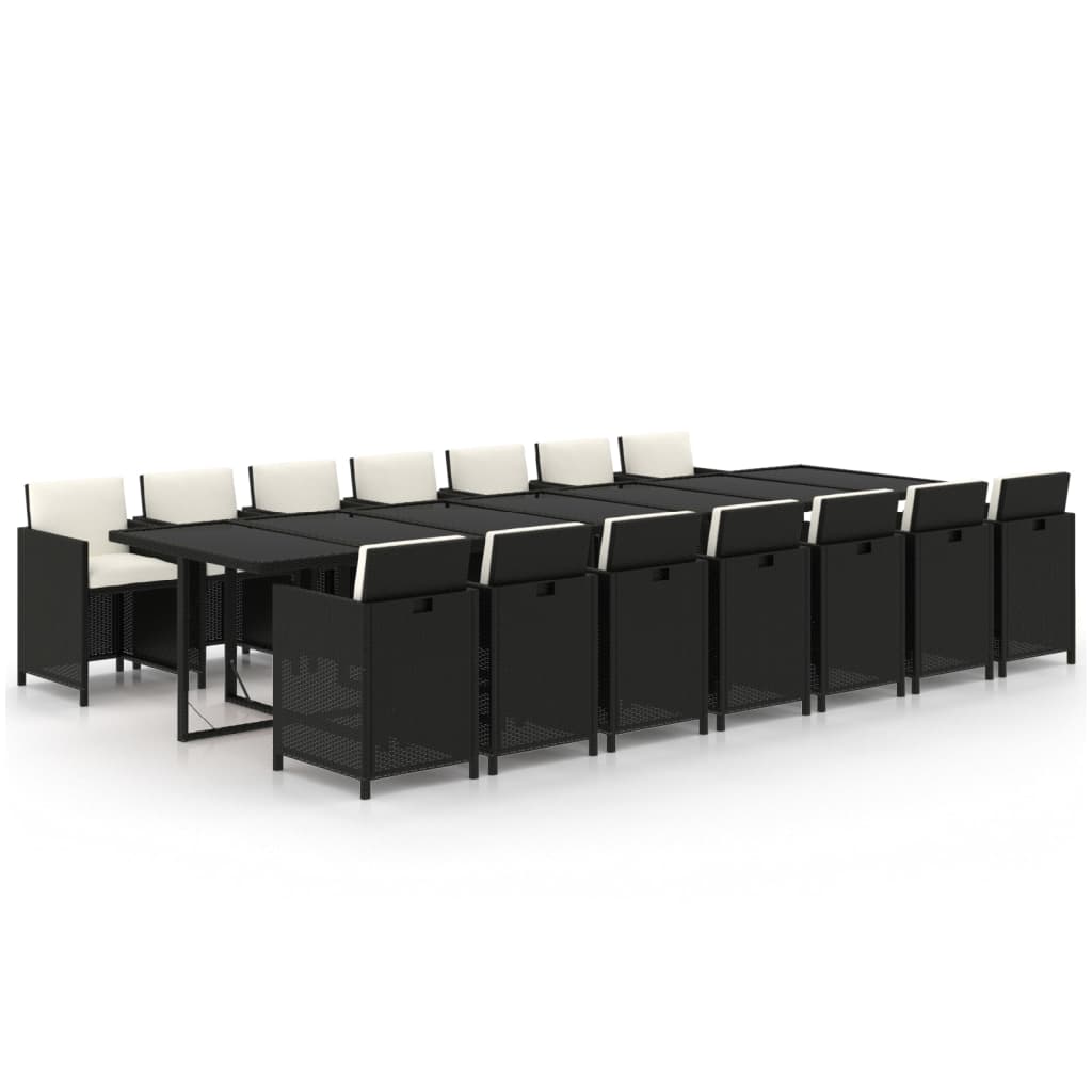15-delige Tuinset met kussens poly rattan zwart is nu te koop bij PeponiXL, paradijselijk wonen!