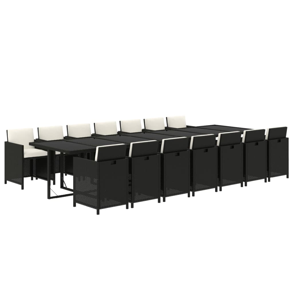 15-delige Tuinset met kussens poly rattan zwart is nu te koop bij PeponiXL, paradijselijk wonen!