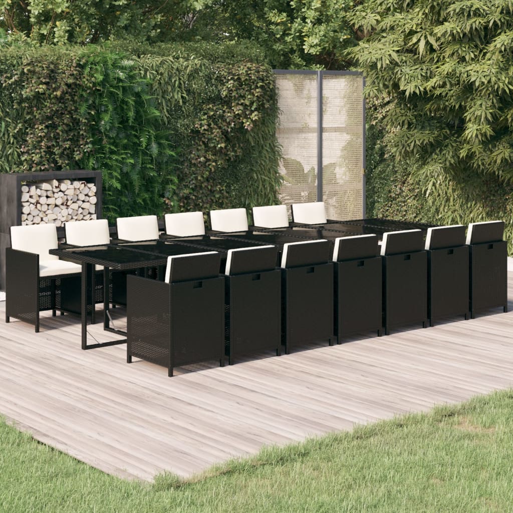15-delige Tuinset met kussens poly rattan zwart is nu te koop bij PeponiXL, paradijselijk wonen!