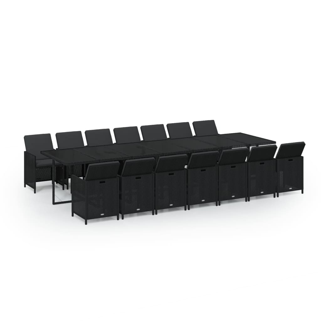 15-delige Tuinset met kussens poly rattan zwart is nu te koop bij PeponiXL, paradijselijk wonen!