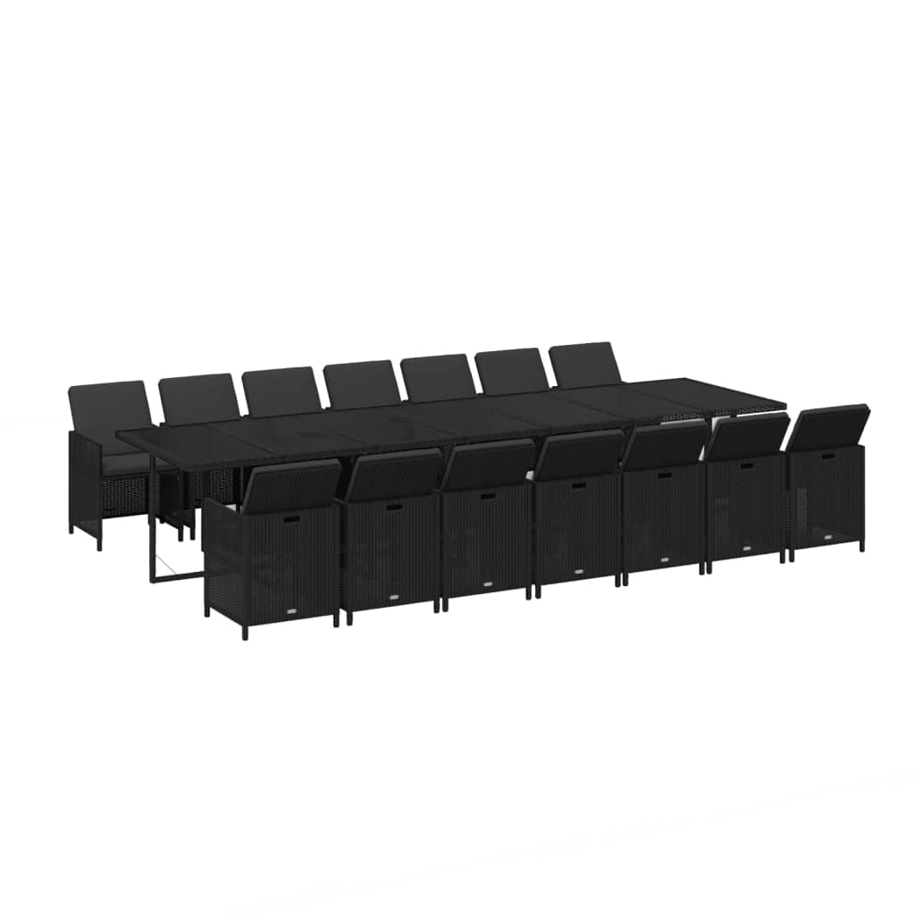 15-delige Tuinset met kussens poly rattan zwart is nu te koop bij PeponiXL, paradijselijk wonen!