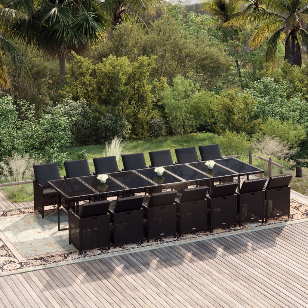 15-delige Tuinset met kussens poly rattan zwart is nu te koop bij PeponiXL, paradijselijk wonen!