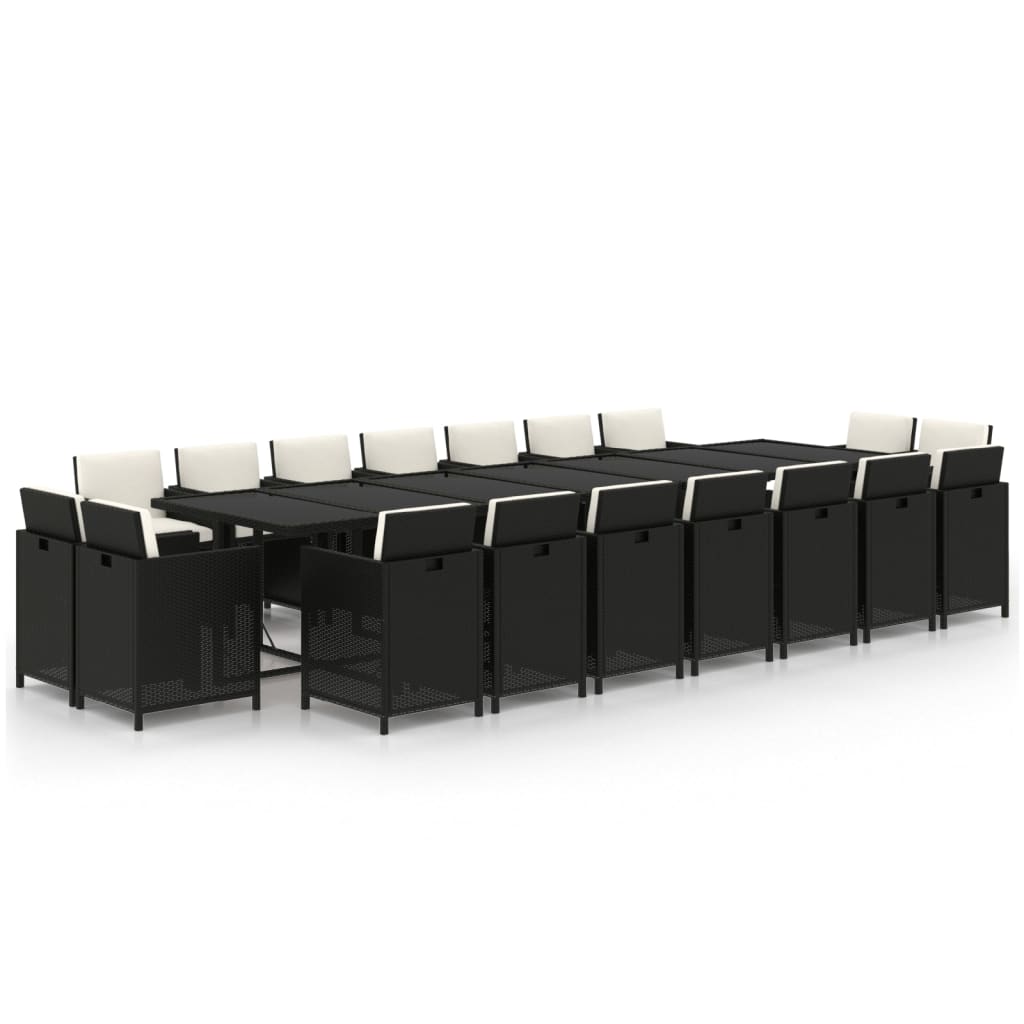 19-delige Tuinset met kussens poly rattan zwart is nu te koop bij PeponiXL, paradijselijk wonen!
