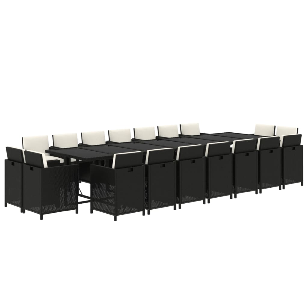 19-delige Tuinset met kussens poly rattan zwart is nu te koop bij PeponiXL, paradijselijk wonen!