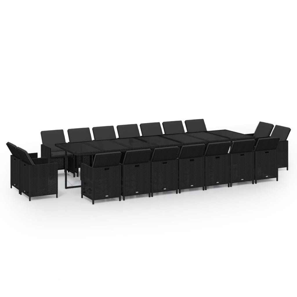 19-delige Tuinset met kussens poly rattan zwart is nu te koop bij PeponiXL, paradijselijk wonen!
