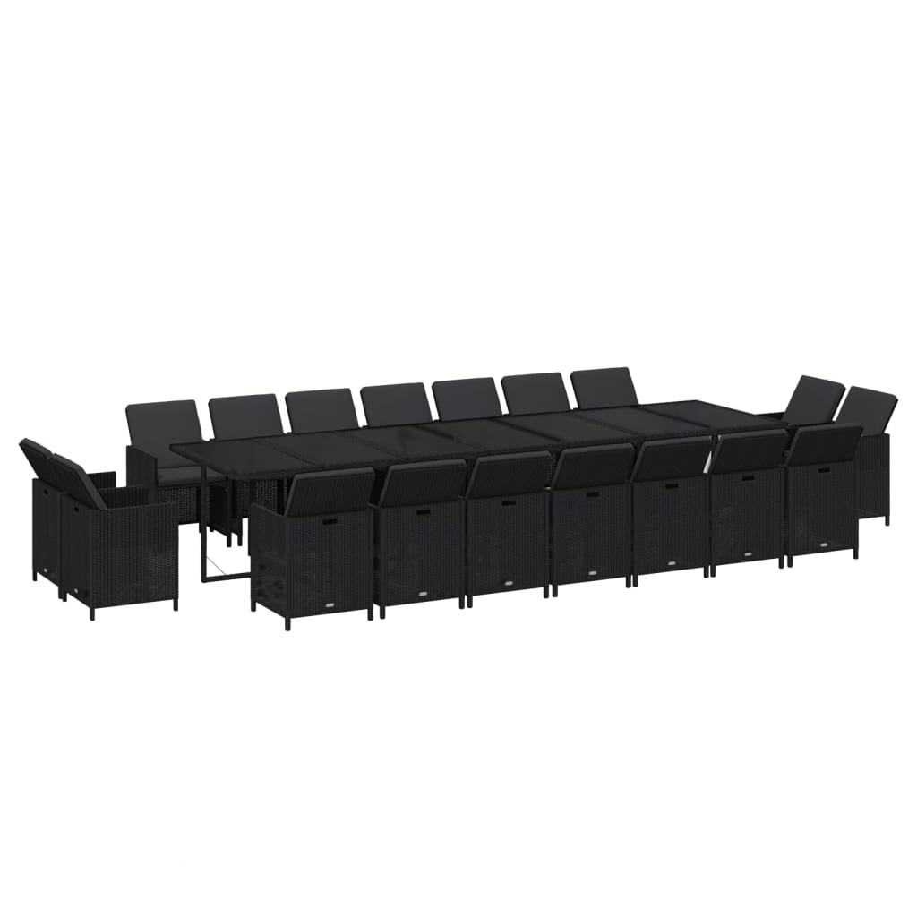 19-delige Tuinset met kussens poly rattan zwart is nu te koop bij PeponiXL, paradijselijk wonen!