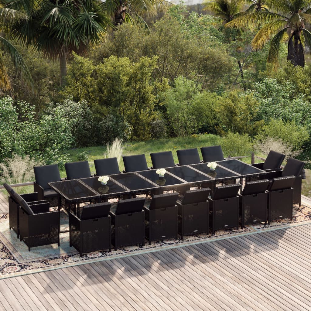 19-delige Tuinset met kussens poly rattan zwart is nu te koop bij PeponiXL, paradijselijk wonen!