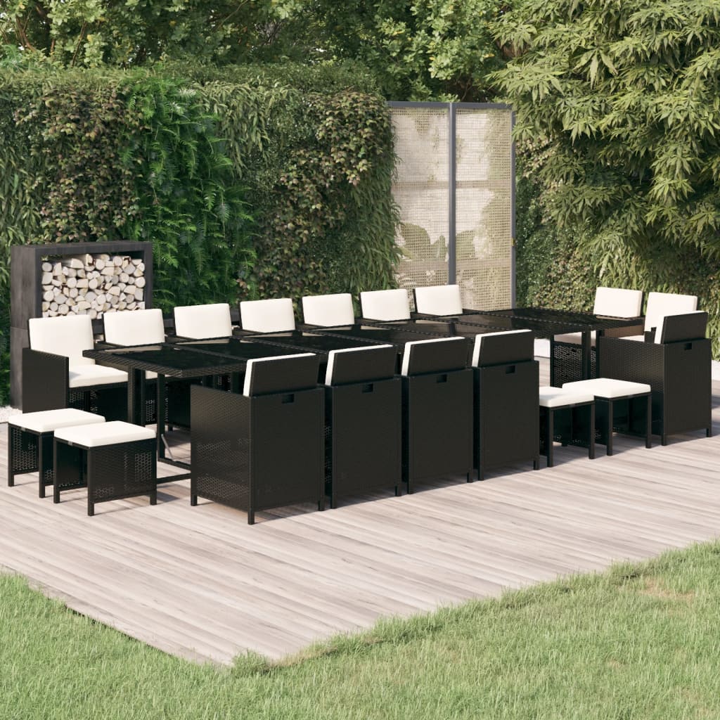 19-delige Tuinset met kussens poly rattan zwart is nu te koop bij PeponiXL, paradijselijk wonen!