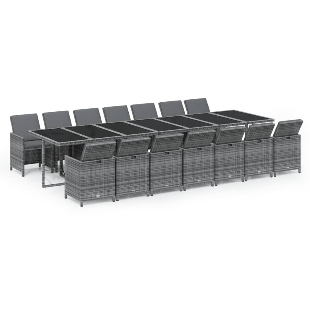 15-delige Tuinset met kussens poly rattan grijs is nu te koop bij PeponiXL, paradijselijk wonen!
