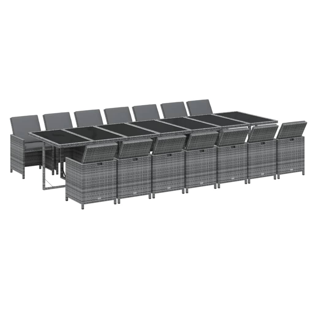 15-delige Tuinset met kussens poly rattan grijs is nu te koop bij PeponiXL, paradijselijk wonen!