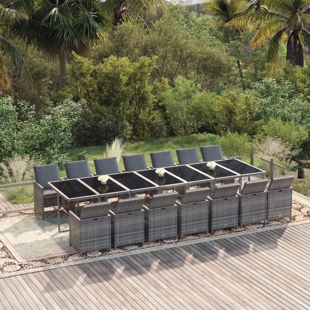 15-delige Tuinset met kussens poly rattan grijs is nu te koop bij PeponiXL, paradijselijk wonen!