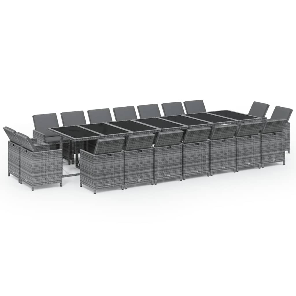 19-delige Tuinset met kussens poly rattan grijs is nu te koop bij PeponiXL, paradijselijk wonen!