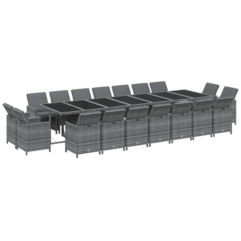 19-delige Tuinset met kussens poly rattan grijs is nu te koop bij PeponiXL, paradijselijk wonen!