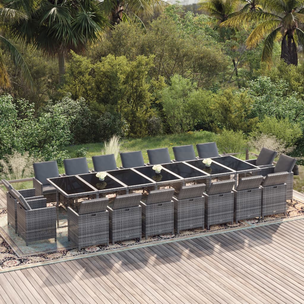 19-delige Tuinset met kussens poly rattan grijs is nu te koop bij PeponiXL, paradijselijk wonen!