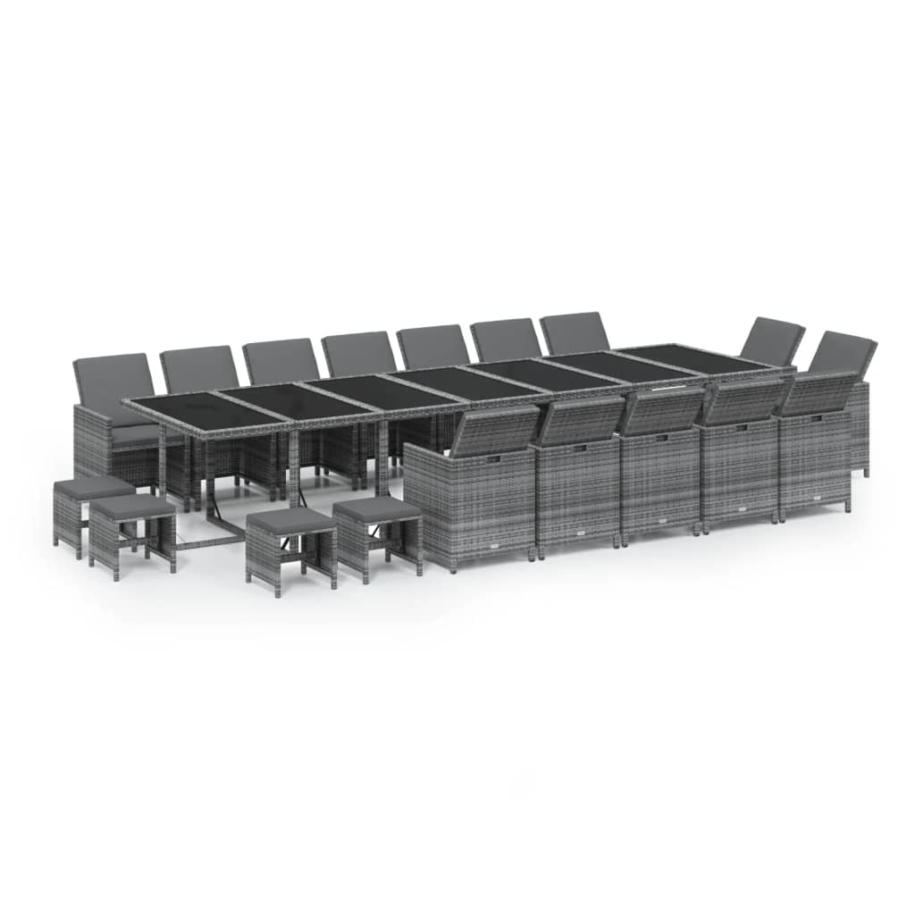 19-delige Tuinset met kussens poly rattan grijs is nu te koop bij PeponiXL, paradijselijk wonen!