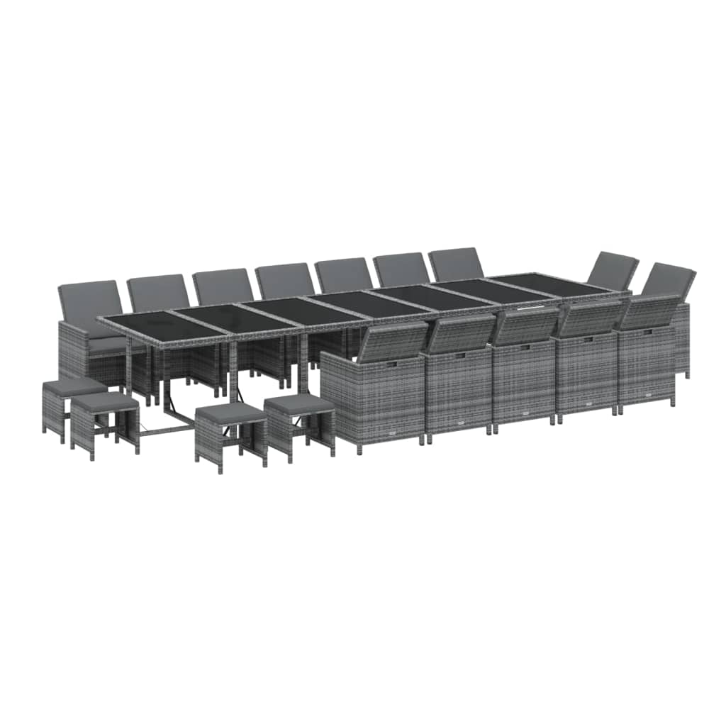 19-delige Tuinset met kussens poly rattan grijs is nu te koop bij PeponiXL, paradijselijk wonen!