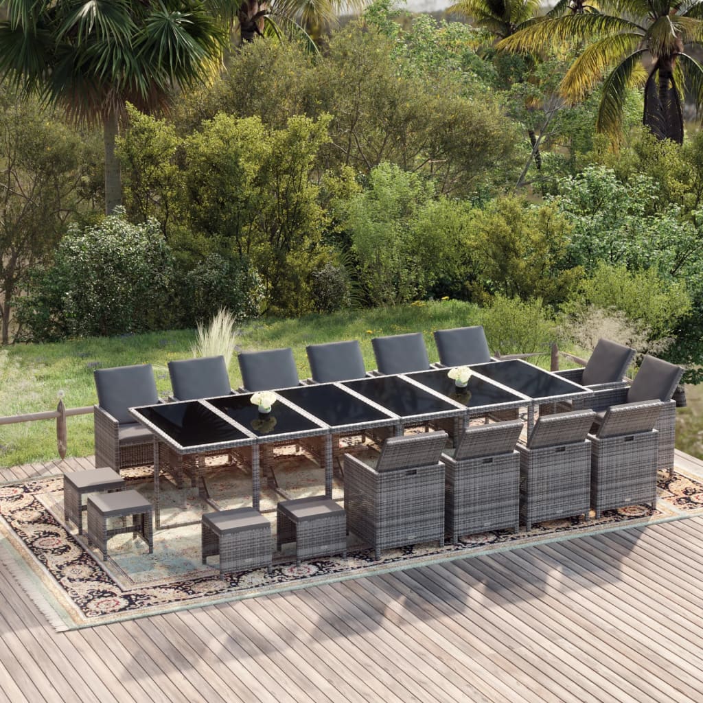 19-delige Tuinset met kussens poly rattan grijs is nu te koop bij PeponiXL, paradijselijk wonen!