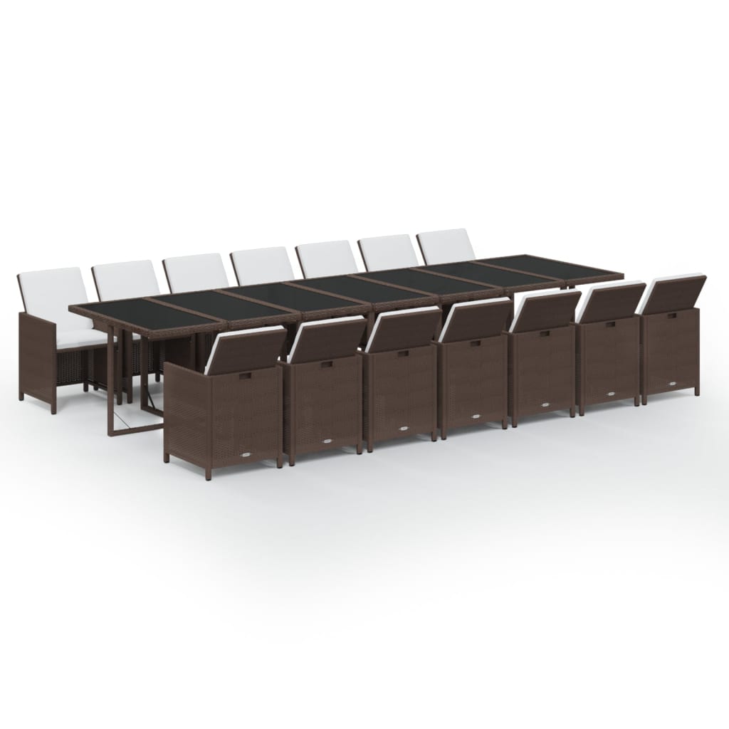15-delige Tuinset met kussens poly rattan bruin is nu te koop bij PeponiXL, paradijselijk wonen!