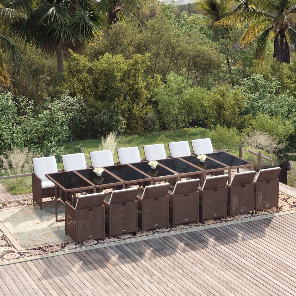 15-delige Tuinset met kussens poly rattan bruin is nu te koop bij PeponiXL, paradijselijk wonen!