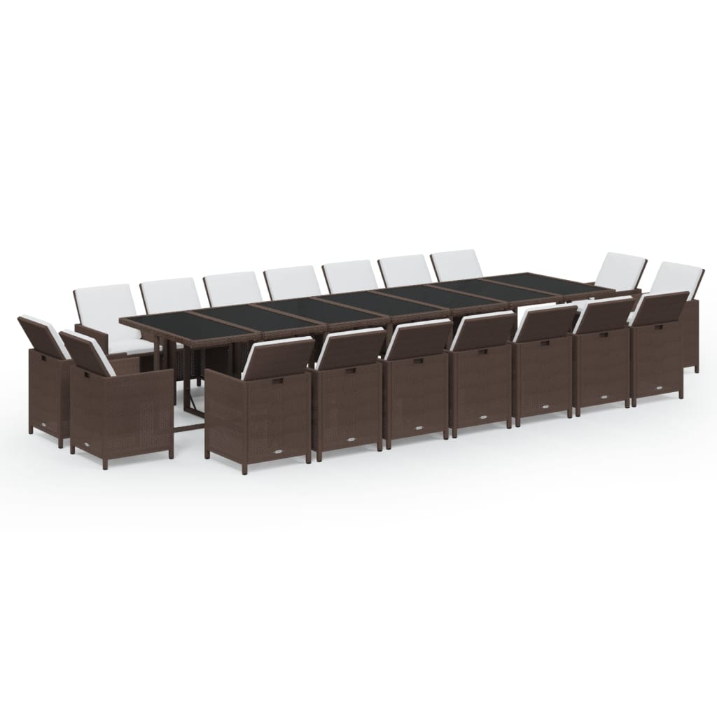19-delige Tuinset met kussens poly rattan bruin is nu te koop bij PeponiXL, paradijselijk wonen!