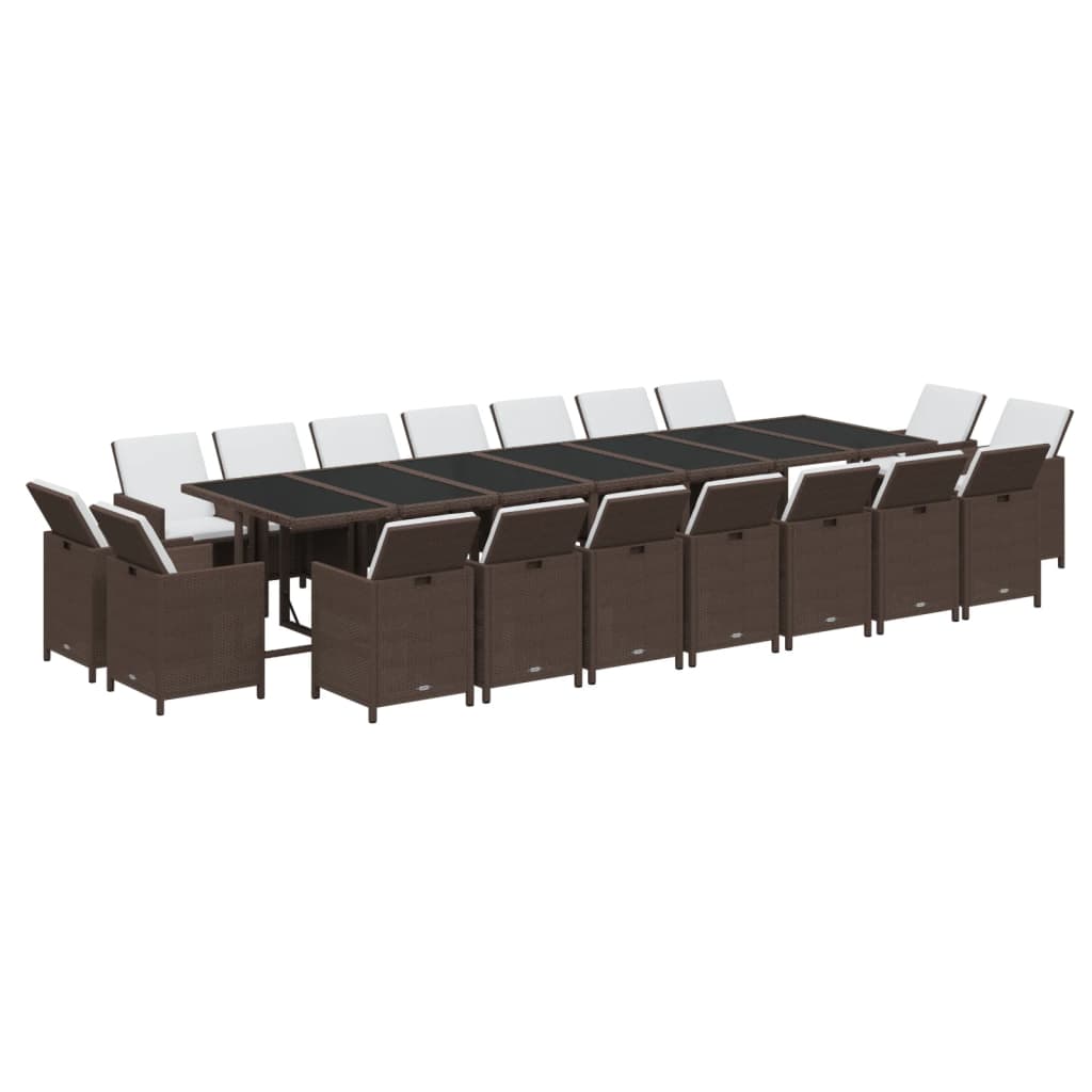 19-delige Tuinset met kussens poly rattan bruin is nu te koop bij PeponiXL, paradijselijk wonen!