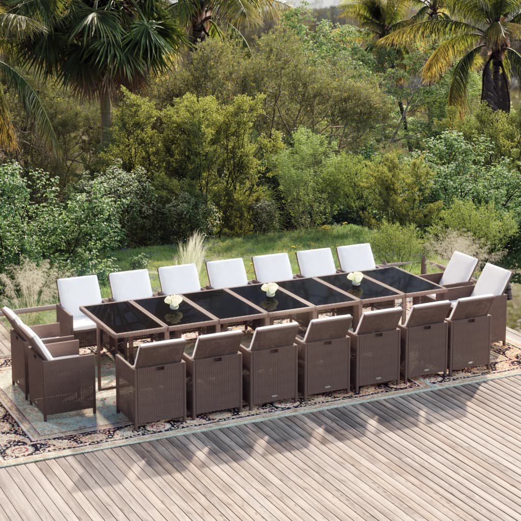 19-delige Tuinset met kussens poly rattan bruin is nu te koop bij PeponiXL, paradijselijk wonen!