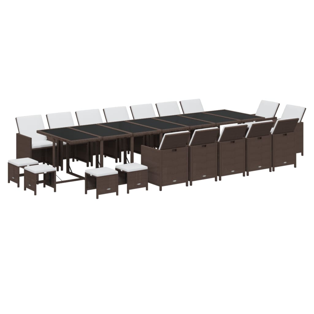 19-delige Tuinset met kussens poly rattan bruin is nu te koop bij PeponiXL, paradijselijk wonen!