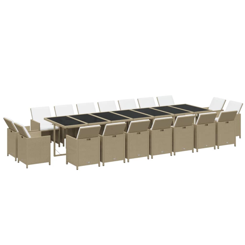 19-delige Tuinset met kussens poly rattan beige is nu te koop bij PeponiXL, paradijselijk wonen!