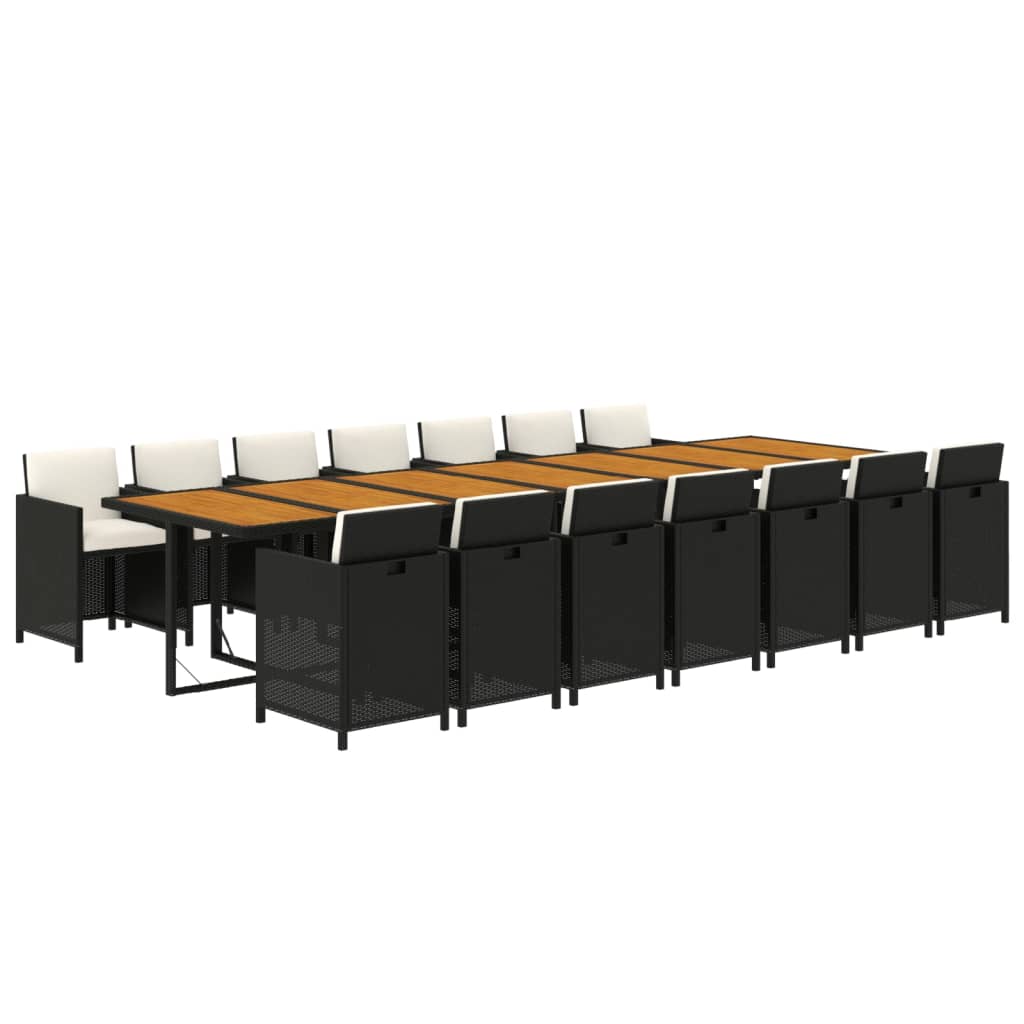 15-delige Tuinset met kussens poly rattan zwart is nu te koop bij PeponiXL, paradijselijk wonen!