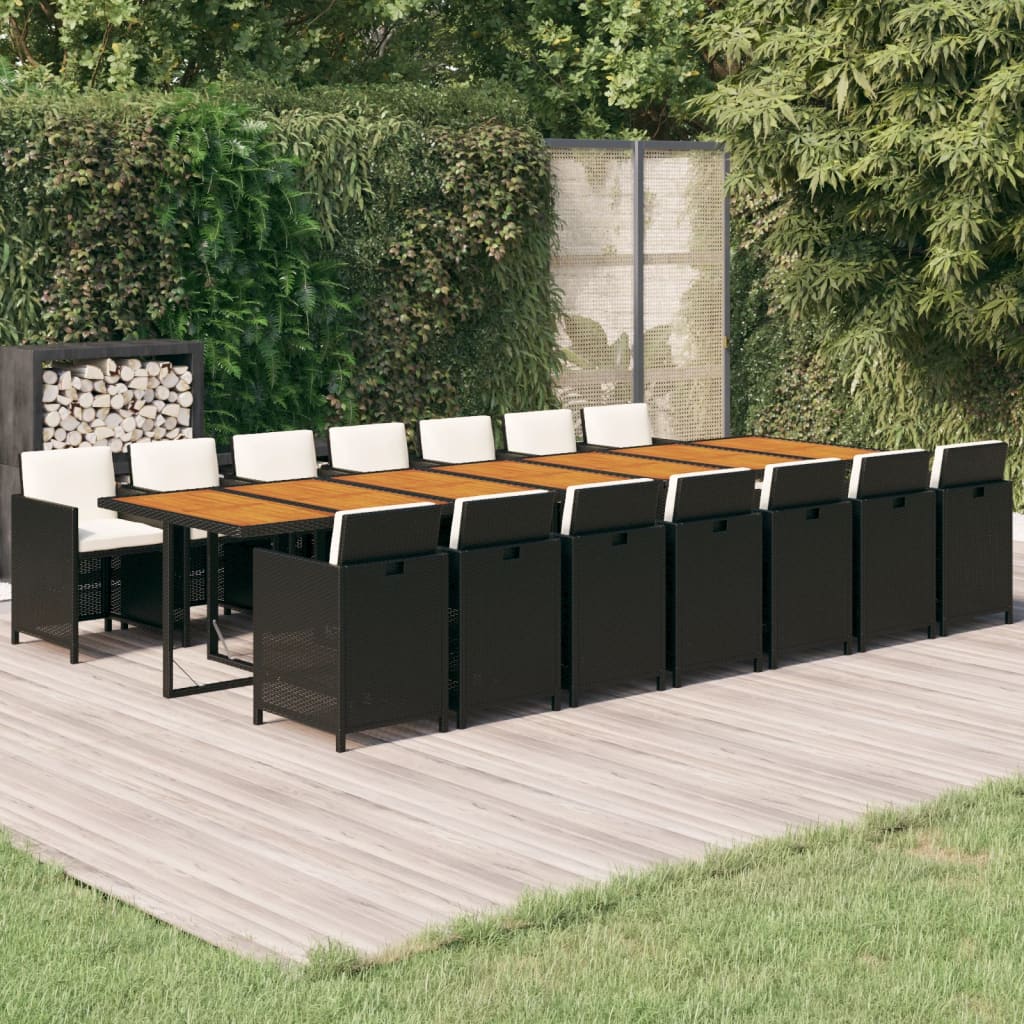 15-delige Tuinset met kussens poly rattan zwart is nu te koop bij PeponiXL, paradijselijk wonen!