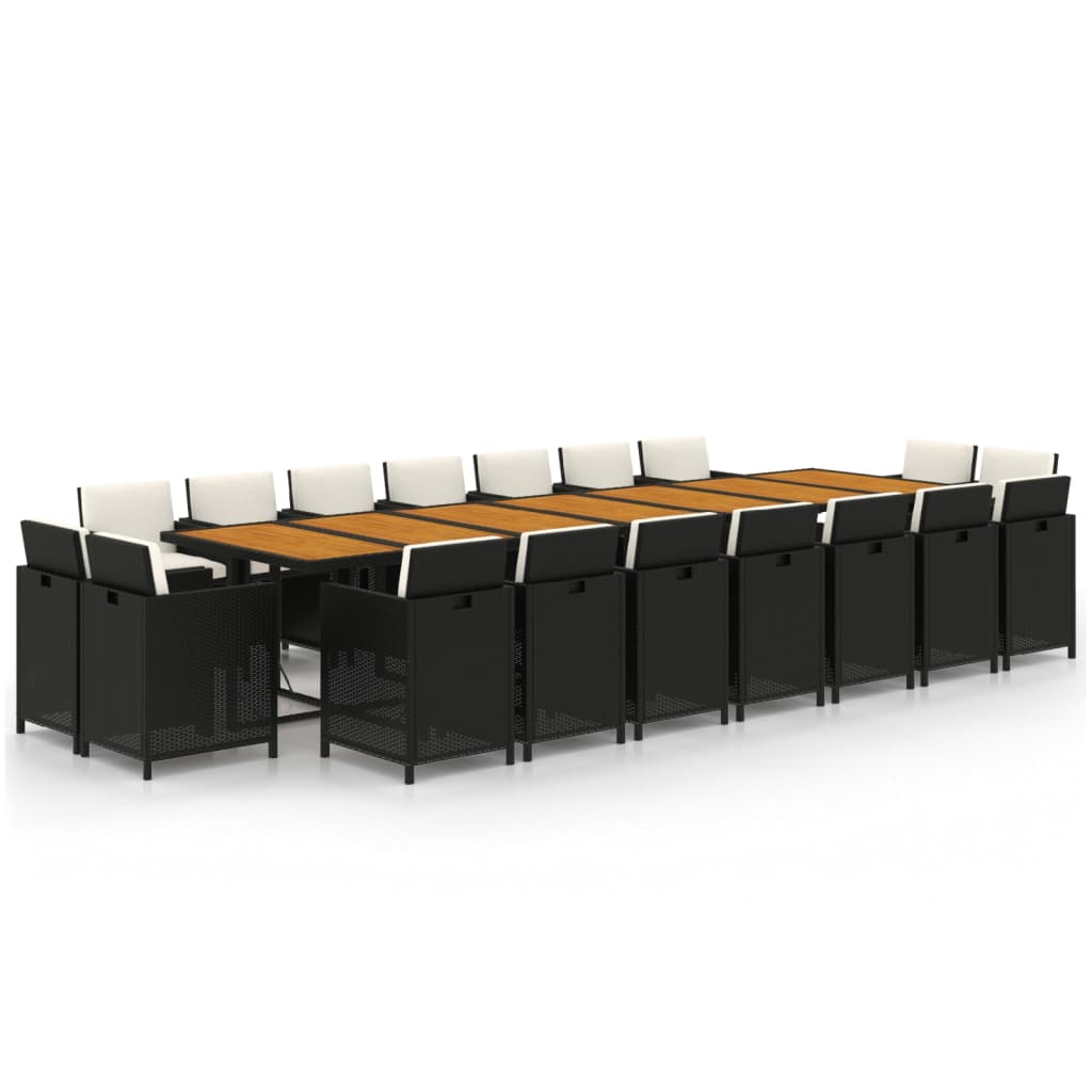 19-delige Tuinset met kussens poly rattan zwart is nu te koop bij PeponiXL, paradijselijk wonen!