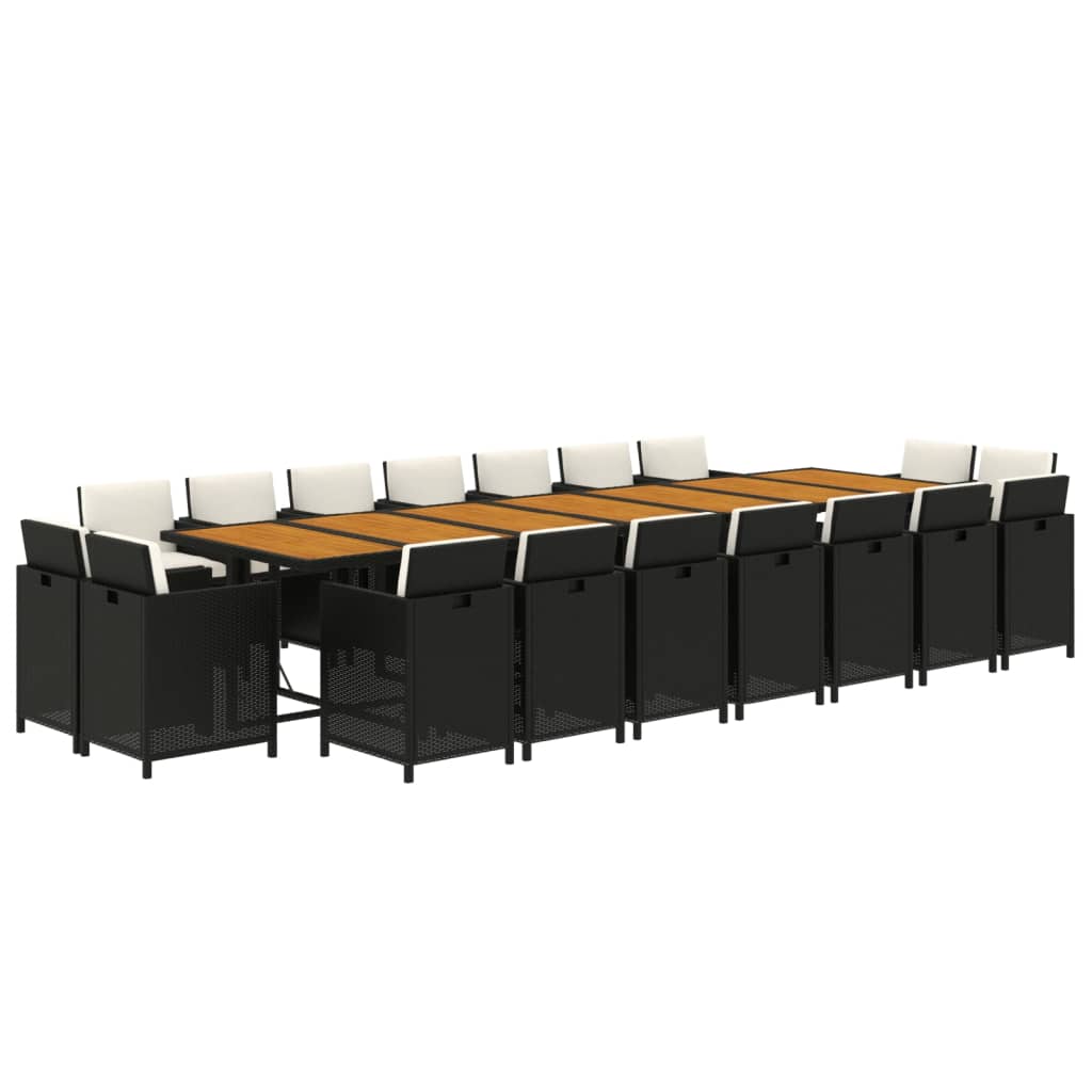 19-delige Tuinset met kussens poly rattan zwart is nu te koop bij PeponiXL, paradijselijk wonen!