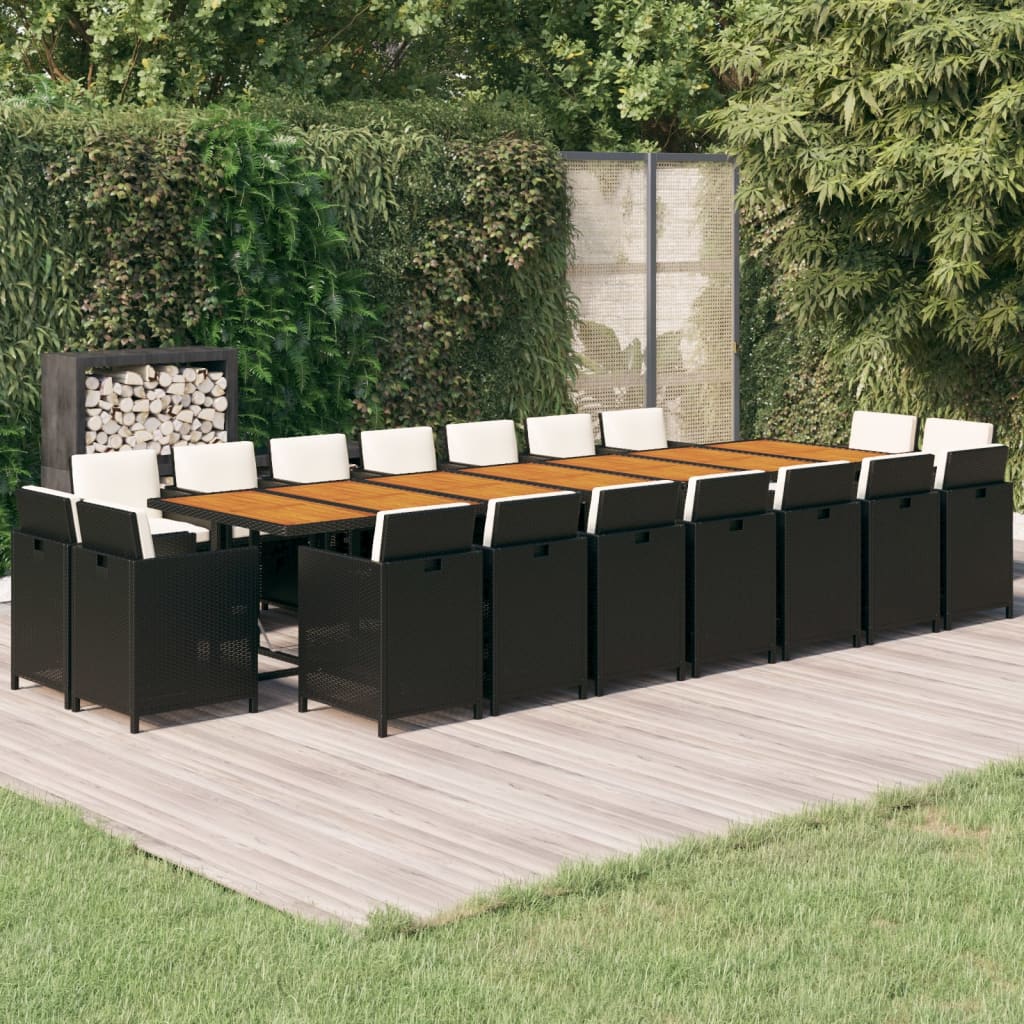 19-delige Tuinset met kussens poly rattan zwart is nu te koop bij PeponiXL, paradijselijk wonen!