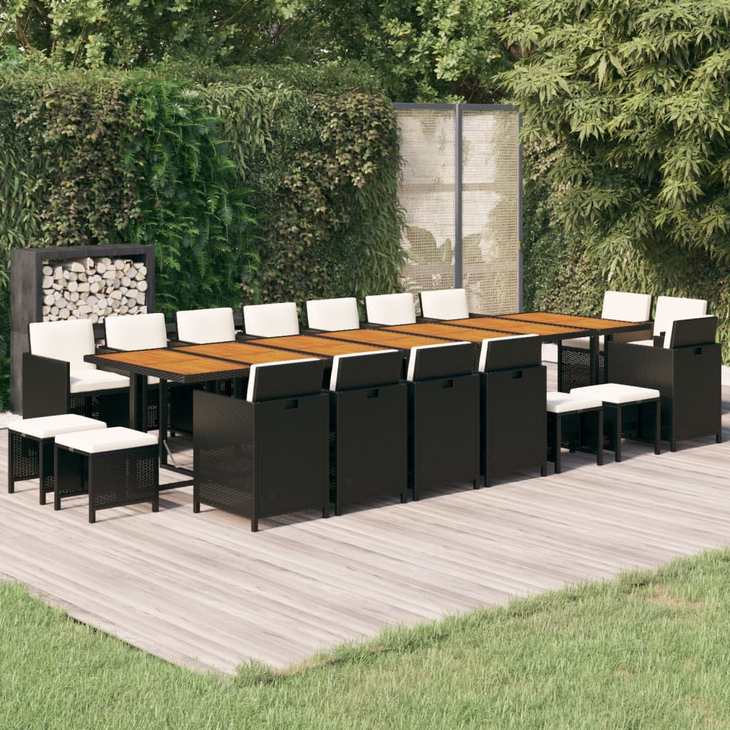 19-delige Tuinset met kussens poly rattan zwart is nu te koop bij PeponiXL, paradijselijk wonen!