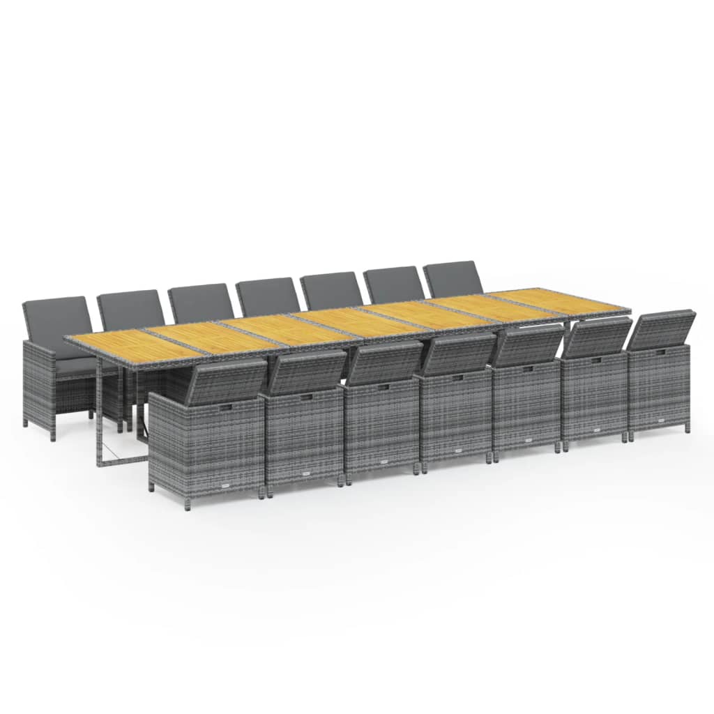 15-delige Tuinset met kussens poly rattan grijs is nu te koop bij PeponiXL, paradijselijk wonen!