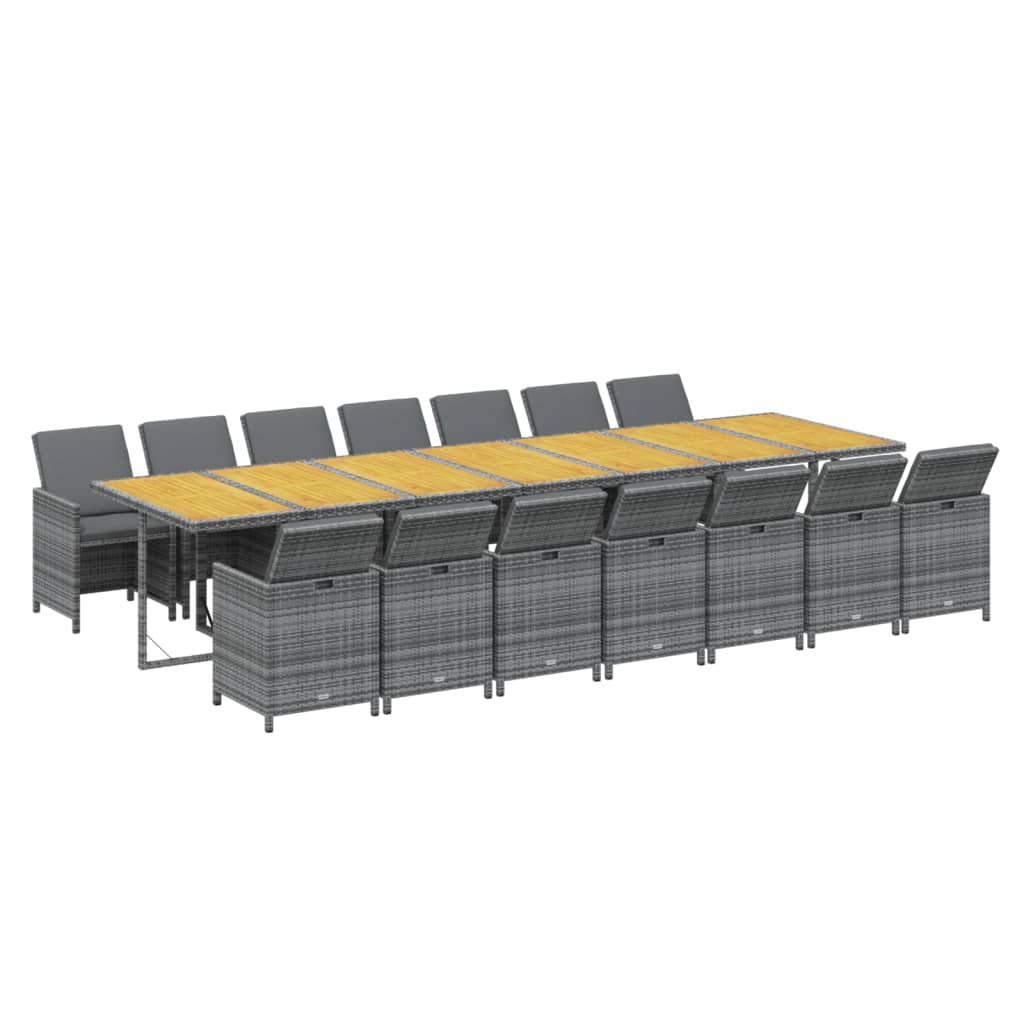15-delige Tuinset met kussens poly rattan grijs is nu te koop bij PeponiXL, paradijselijk wonen!
