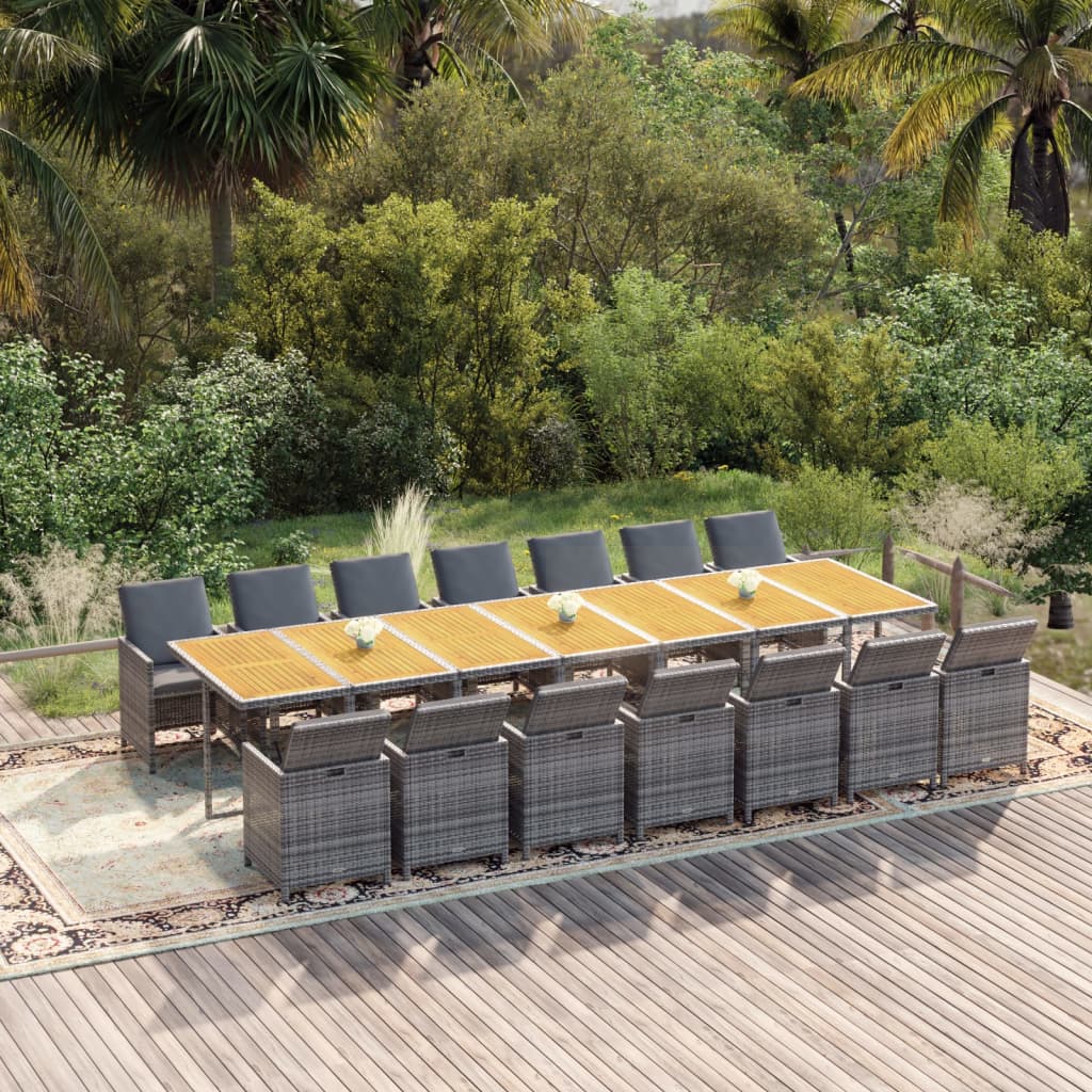 15-delige Tuinset met kussens poly rattan grijs is nu te koop bij PeponiXL, paradijselijk wonen!